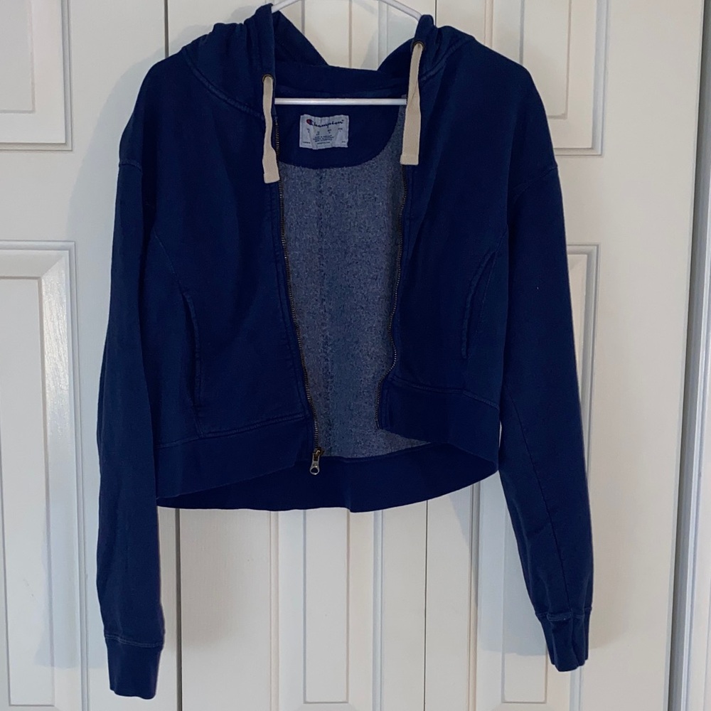 Navy Blue Cropped Hoodie